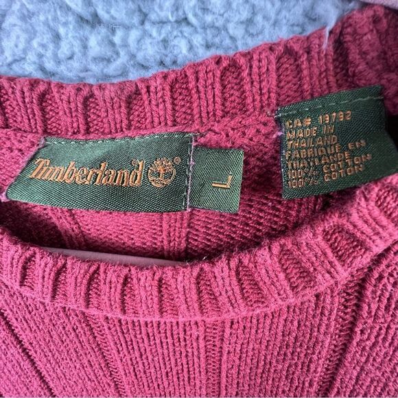 Timberland Heavy Knit Sweater Men's Size Large Long Sleeve Brick Color - Picture 7 of 9